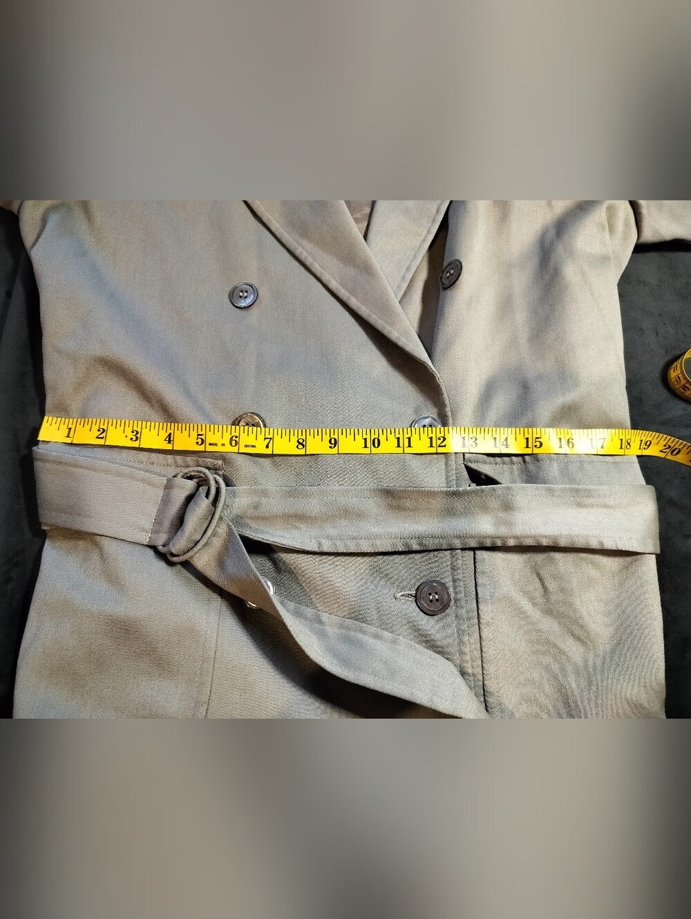 Vintage Anne Klein II 100% Wool Trench Coat Made in USA Union Tag Women's Size 4 - Picture 4 of 9
